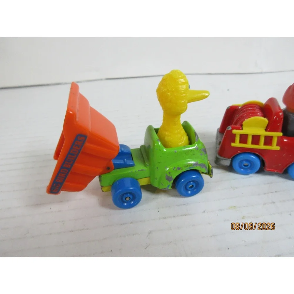 Vintage Sesame Street Diecast Lot 1981 Ernie Fire Truck 1982 Big Bird Dump Truck